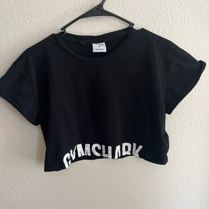 Gymshark Womens M Fraction Crop Tee, Black